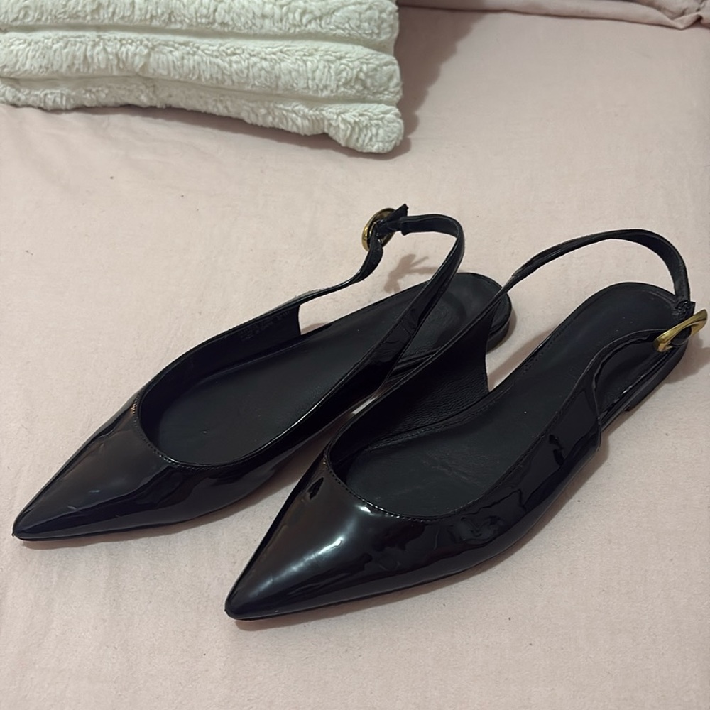 Steve Madden Black Patent Slingback Flats – Size 7.5
